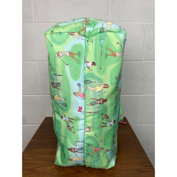 NWT Betsey Johnson Golf Tennis Print Puffer Large Travel Tote Bag Green Multi - Picture 9 of 13